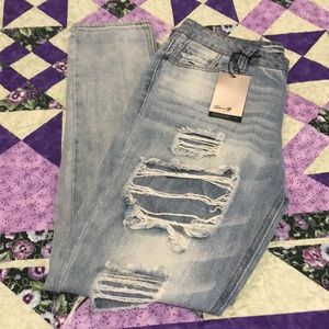 Girlfriend style ripped jeans.